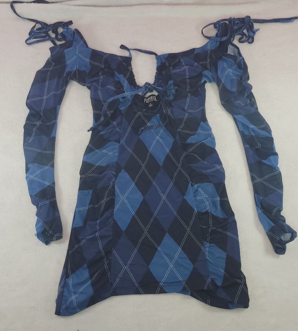 Poster Grl Dolls Kill Royal Learn The Ropes Argyle Pattern Mini Dress Size Large
